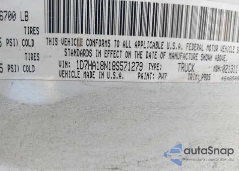 2008 Dodge Ram 1500 St/Sxt z USA, uszkodzony, nr VIN 1D7HA18N18S571279